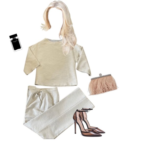 Chic Paper Crown Metallic Pant/top set - Picture 1 of 11